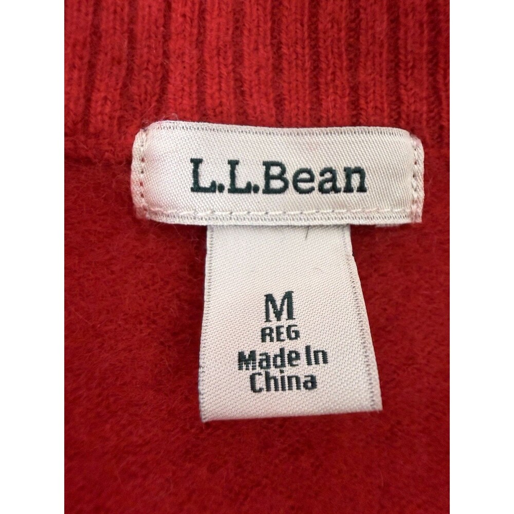 Vintage 2000s L.L.Bean 100% Cashmere Full Zip Mock Neck Sweater Red Women’s Med - Picture 6 of 8